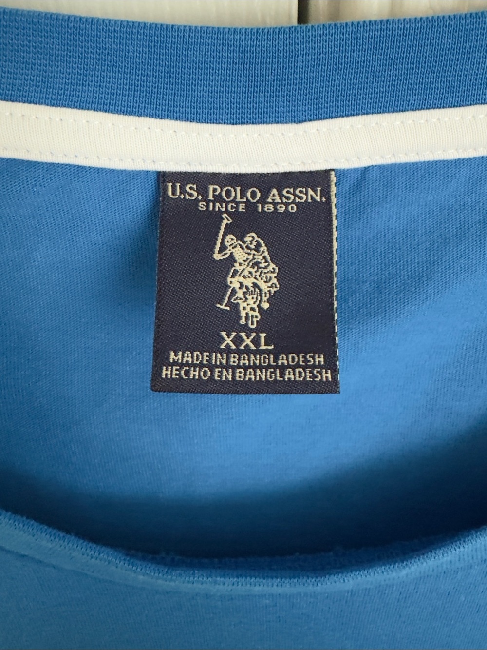 US Polo Assn Mens Size XXL T Shirt Blue Raised Embossed Spellout Logo 100 Cotton - Picture 3 of 8